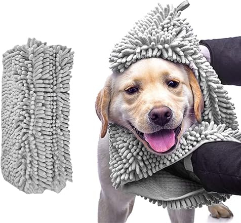 Skingwa Handtuch zur Reinigung, multifunktionales Handtuch für Hunde, Duschhandtuch, ultra saugfähig, Mikrofaser-Chenille, Hunde-Bad, Trocken-Handtuch für die Fellpflege, 35 x 80 cm (grau)