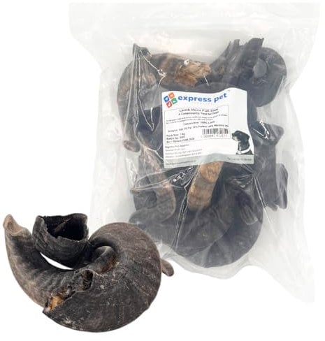 Express Pet Supplies Lamb Horn Whole (1kg Bag) | 100% Natural Air-Dried Dog Treat Chew | Long Lasting large Dogs