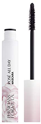 Physicians Formula, Rosè All Day Mascara, langer Halt und Volumen mit einer hochpigmentierten Formel, mit Rosenwasser, Kirschpflaume, Gojibeeren, Lifting-Effekt, Vegan, Schwarz