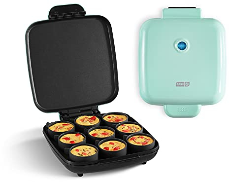 DASH Sous Vide Style Family Size Egg Bite Maker for Breakfast Bites, Sandwiches, Healthy Snacks or Desserts, Keto & Paleo Friendly (9 Servings), Aqua