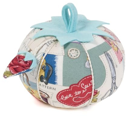 Hobby Gift Novelty Fabric Pincushion - 10.5 x 10.5 x 9cm - Tomato Sew Retro