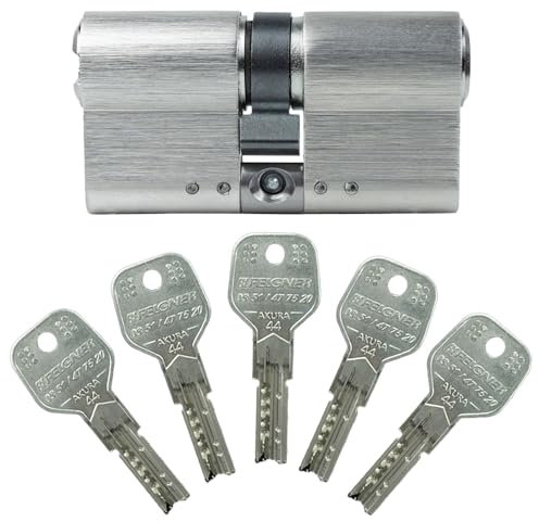 EVVA Akura 44 Doppelzylinder 50/40 inkl. 5 Schlüssel | Türzylinder mit Kopierschutz Not und Gefahrenfunktion Bohrschutz und Ziehschutz | Patentschutz bis 2037 | Sicherungskarte (Einzelschließung)
