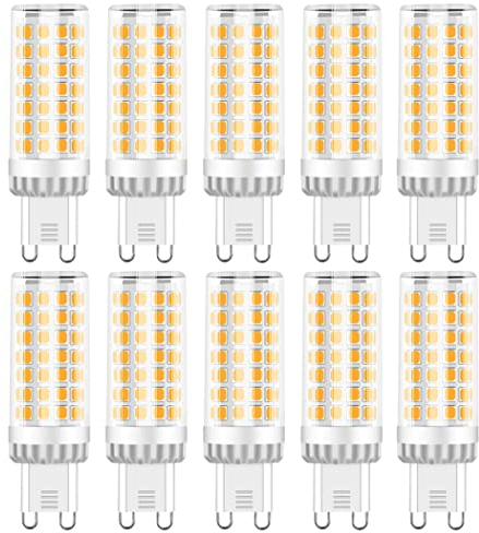 RANBOO G9 LED 9W equivalenti a 75W, Bianco Caldo 3000K 750LM, Non-Dimmerabile, AC 220-240V, 360 Gradi Angolo del Fascio, Mini Ceramica Lampadina, 10 Pezzi