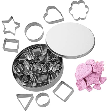 MYSUNBAR 24 Stück Plätzchenform-Set, 3 Größen Edelstahl-Ausstechformen Mini-Keksausstecher Geometrische Ausstechform Herz Sternblumenförmige Form Gebäck