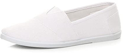AJVANI Mens Teens Comfort Espadrilles Casual Beach Summer Canvas Shoes Size 7 41 White
