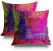 Shrahala Pink Art Watercolor Decorative Throw Pillow Cover, Purple Abstract Fuchsia Square Pillowcase Blended Double-Sided No Inserts for Bedroom Living Room Set of 2 (20 x 20 in)