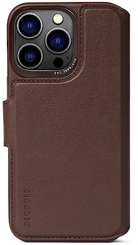 Dekodierte, abnehmbare Brieftasche: Schutzhülle aus Leder für iPhone 14 Pro Max, kompatibel mit MagSafe (Braun)