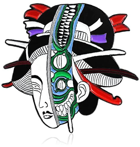 Fopytu Épingles De Broche Geisha Japonaises Halloween Squelette Masque Insigne Rétro Crâne Repeuple Badge Bijoux Accessoires