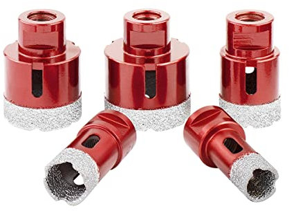 Meccion Diamond Hole Saw Drill Bit Set 5Pcs Vacuum Brazed Hollow Hole Cutter 20mm/25mm/35mm/45mm/50mm for Tile/Porcelain/Granite/Marble/Glas