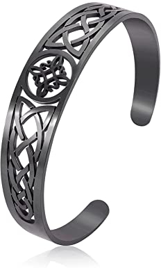 Dreamtimes pulsera de nudo de bruja para las mujeres de acero inoxidable ajustable brazalete abierto brazalete celta cuaternario bruja bruja nudo pulsera brujería amuleto de joyería para hombres