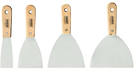 HARDY Spachtel Hochwertiger Edelstahl für Gipskleber Glätten von Kanten Präzision Satz von vier Spachtel 40 80 100 150 mm