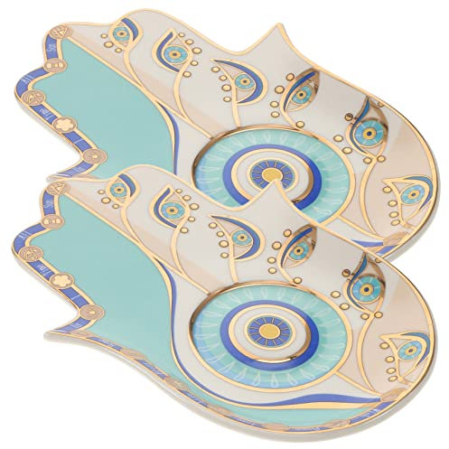 Alipis Plateau À Bijoux En Céramique Motif Mauvais Œil Petit Porte-bijoux Décoration Dintérieur Plateau Polyvalent Pour Bijoux Et Nourriture