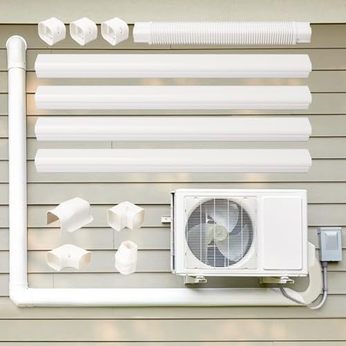 Kerykwan 3 W 15.5Ft L Mini Split AC Line Cover Kit Decorative PVC Tubing Pipe Cover Set for Center Air Conditioner&Heat Pumps System