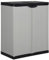 vidaXL Garden/Patio Storage Cabinet - Compact Design with Lock Feature, Grey, 1 Shelf, Made from Durable PVC and PP Material, Perfect for Outdoors, Easy to Clean