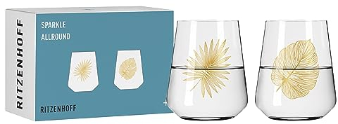 Ritzenhoff 6251001 Lot de 2 verres universels 500 ml – Sparkle Allround, motif à effet irisé, fabriqué en Allemagne, Or