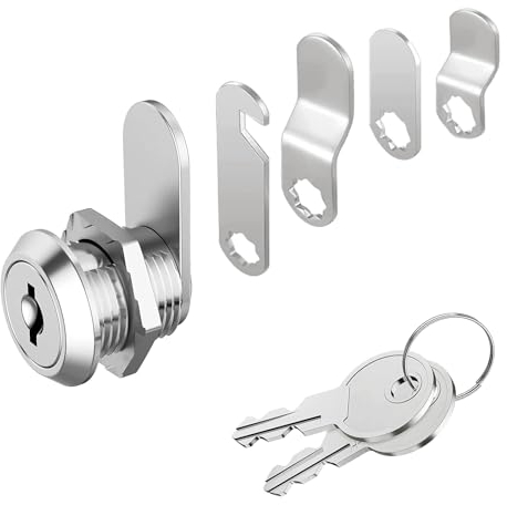 ICED PIXEL 16mm Serrure Boite aux Lettres, Serrure Meuble, Serrure Armoire Metallique avec 5 Plaques de Serrure Différentes, 2 Clés, pour Boîtes aux Lettres, Casier, Boîte à Outils, Classeur