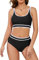 SHEKINI Speed Bikini Set da donna in due pezzi, costume da bagno sportivo da donna, bikini da nuoto, sport, 2 pezzi, bustier per piscina, Nero , M