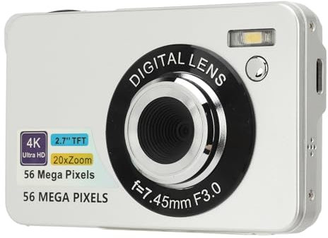 Fotocamera Digitale 4K per Fotografia Messa a Fuoco Automatica, Fotocamera per WiFi 4K da 56 MP Schermo HD da 2,7 Pollici Zoom Digitale 20X Fotocamera Digitale Compatta