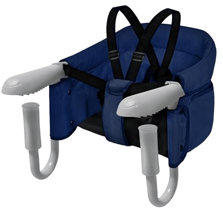 Aufun Tischsitz Faltbar Babysitz, Booster Sitz mit Anti-Rutsch-Klemmen, ergonomischer Rückenlehne, Sicherheitsgurt, Kinder Reisehochstuhl für zu Hause und Unterwegs (Blau)