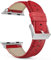 MaKTech Leather Strap Crocodile Section Pattern Compatible with Apple Watch Series 10/9/Ultra 2/SE/8/7[2024] (46mm/45mm/44/49mm,Red)
