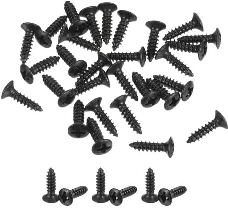 sourcing map 25pcs 3MM Electric Guitar Bass Pickguard Screws Scratch Plate Mounting Screw for SQ ST TL Guitar, Black