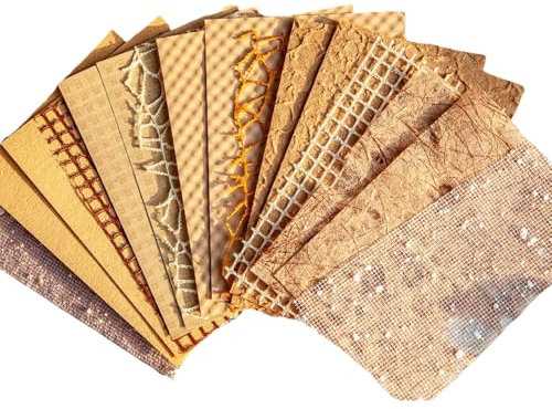 Lilbitty 16 Blatt strukturiertes Scrapbook Papier und Netzstoff,sortiertes Set, Scrapbooking-Planer, Bullet und Journal Zubehör, Mixed-Media-Collage Kartenverzierungen, braun
