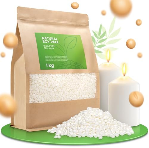 molinoRC 1kg Sojawachs für Kerzen [100% pflanzlich] - Reines Premium Soja Wachs für Kerzen mit langer Brenndauer - Creme weißes Soja Kerzenwachs zum Gießen - Soy Wax for Candle Making