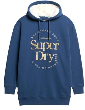 Superdry Damen Luxe Kapuzenkleid mit Logo in Metallic-Optik