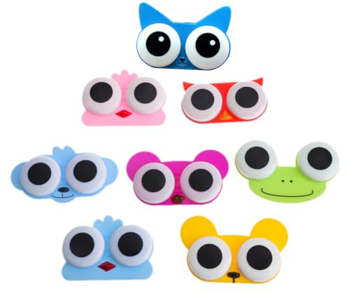 SUCHUANGUANG 1 pz Scatola di Lenti a Contatto per Occhi Grandi 3D Cartone Animato Dolce per Custodia Gufo per Colla per Animali