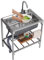 Fregadero de garaje Fregadero de acero inoxidable 304 de un solo recipiente Fregadero para exteriores Fregadero de cocina comercial grande con grifo de agua fría y caliente para lavandería en