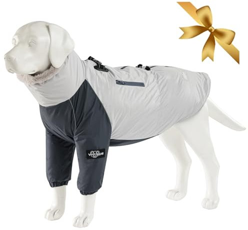 Hundejacke Wintermäntel Für Hunde Winddicht Hundemantel Mittlere Und Große Hundebekleidung Kaltwetterkleidung Warmes Outfit Für Hund Camping Wandern Für Kaltes Wetter (Grau, XL)