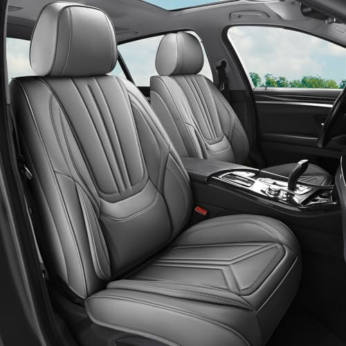 HEVMEVENI Autositzbezüge, komplettes Set, universelle Passform für die meisten Autos, SUVs, Limousinen, Kraftfahrzeuge, Kunstleder-Kissenbezüge (Grau, für VW Golf)
