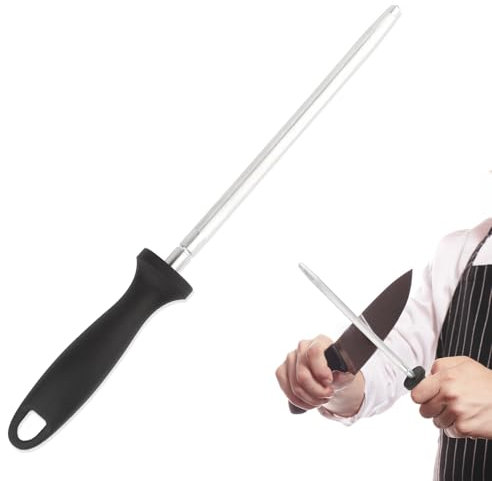 YiJiuBa Wetzstahl Für Messer, 20cm Premium Wetzstahl Profi Messerschärfer Aus Hochwertigem Kohlenstoffstahl Mit PP-Griff Knife Sharpener Für Küche, Fleischer & Haushalt