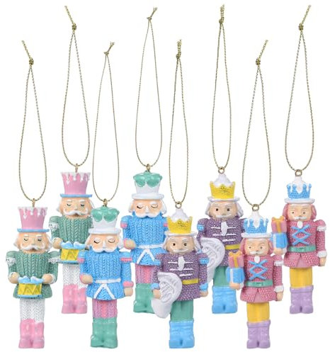 CLISPEED Ensemble D'ornements De Casse-Noisette De Noël 8 Pièces: Figurines De Casse-Noisette Suspendues en Bois De Soldat De 2 9 Pouces Décoration d'arbre De Noël Mini Soldat