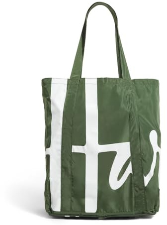 Harrods Faltbare Shopper Tasche dunkelgrün mit weißem Logo kompakt 14,5 x 14,5 x 1,5 cm