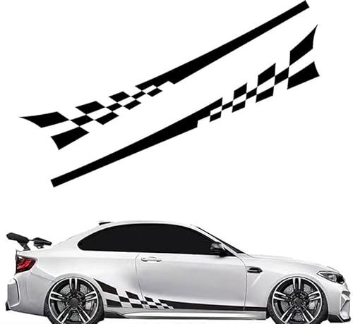LHMM 2 Stück Auto Karosserie Aufkleber, für Nissan GTR X-TRAI Quest Patrol Cefiro Fuga D22 Auto Racing Karosserie Seitenschweller Aufkleber Seitenstreifen Dekoration, B schwarz