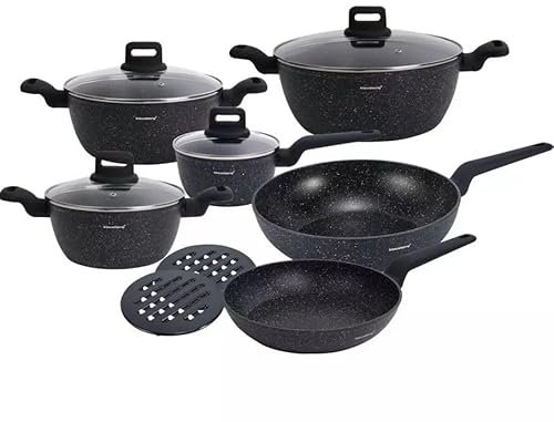 12-teiliges Marmoriertes Antihaft-Topfset Kochtopfset Töpfe Set KLAUSBERG KB-7675