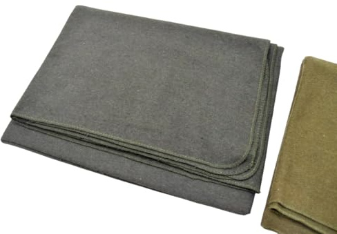 ONLY Army Wolldecke, 75 % Wolle, 200 x 155 cm, Grün/Khaki Oliv – robuste Decke für Camping, Survival oder Notfall, warme Überwurfdecke, Schlafsofa Zubehör (Olivgrün (Natogrün))