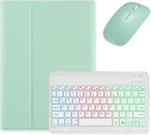 Bueuwe Funda con Teclado para Lenovo Tab P11 (TB-J606F/J606X)/Tab P11 Plus (TB-J616F/J616X) de 11 Pulgadas, Funda con Teclado inalámbrico Desmontable retroiluminada con ratón,Verde