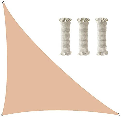 Outdoor Waterproof Triangle Sun Shade Sail Canopy Awning Right Angle Sail Parasol for Patio Backyard Hot Tub Free Rope Included (Beige 3x3x4.3m)