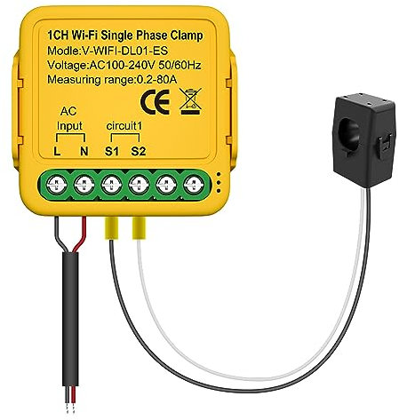 Jrifedptry 1 pezzo Tuya WiFi Power Meter Monitor 1CH in tempo reale energia corrente monitor giallo