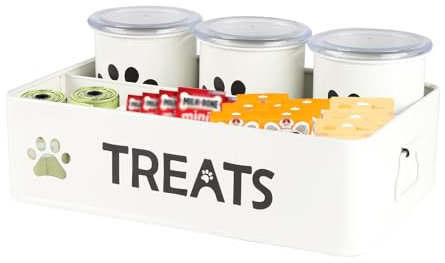 APITOS Dog Treat Container Set,Metal Dog Treat Jars with 3 Jars,Farmhouse Dog Food Storage Container,Airtight Pet Food Storage Tin for Pett Dogs and Cat Cookie Tin (Black)