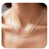 Esrael Silberkette Damen 3mm Figaro Silber Kette Halskette Damen Edelstahl Figaro Kette Silber Schmuck Geschenke für Frauen 16 Zoll
