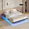AOGLLATI Bettgestell 160x200 Bett 160x200 aus Metall mit LED Beleuchtung und Ladestation Schwebender Bettrahmen mit Aufbewahrungsregalen Metallbett mit Lattenrost Doppelbett Schwarz (Ohne Matratze)