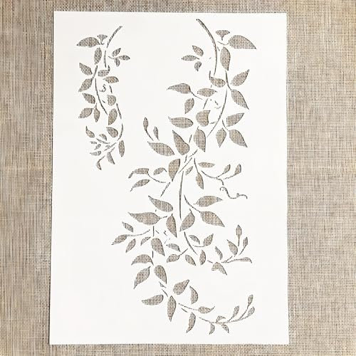 Reusable Tree Vine Leaf Stencil for Painting – A4 Ivy Stencils for Crafts on Wood, Wall, Furniture, Canvas – Large 8.3×11.6 Drawing Template for DIY Art Decor