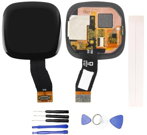 JayTong Display Ersatz für Fitbit Versa 4 FB523 LCD-Display + Reparatur Touchscreen Glas zusammengebaut + Reparatur Werkzeug (Schwarz)