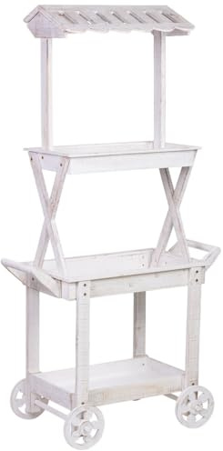 WANDERLUST DECO Carro expositor-estantería de madera 86x45x162h cm