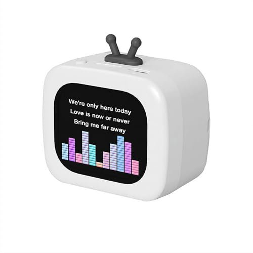 Altavoz Bluetooth portátil con pantalla táctil, pequeño altavoz inteligente estéreo inalámbrico, mini lindo subwoofer con pantalla táctil LCD, pantalla de letras, cordón, compatible con tarjeta TF