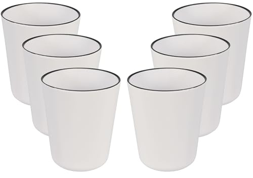 Annastore Bruchsicheres Camping-Geschirr aus Melamin 6 x Becher 9 x 10,5cm | Wiederverwendbar Kunststoffbecher