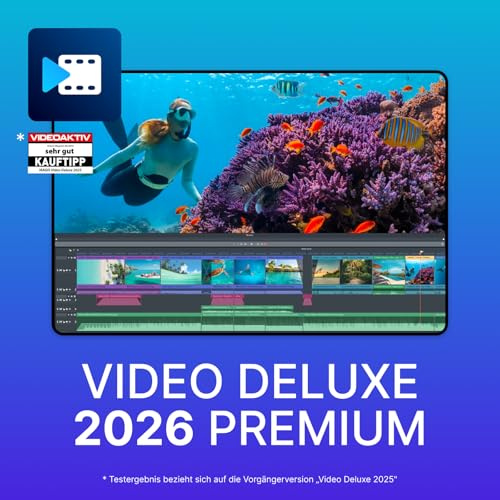 MAGIX Video deluxe Premium 2026 - Videobearbeitung für alle | Videobearbeitungsprogramm | Videoschnittprogramm | für Windows 10/11 PC | 1 Download Lizenz für 2 Geräte